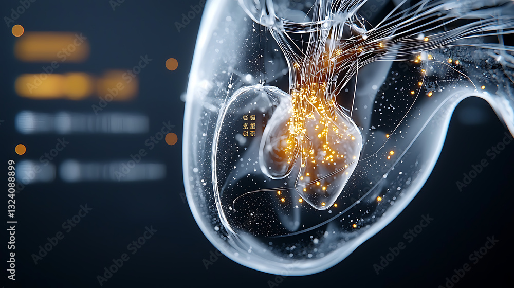 Poster innovative neural network visualization science lab digital art futuristic environment close-up view