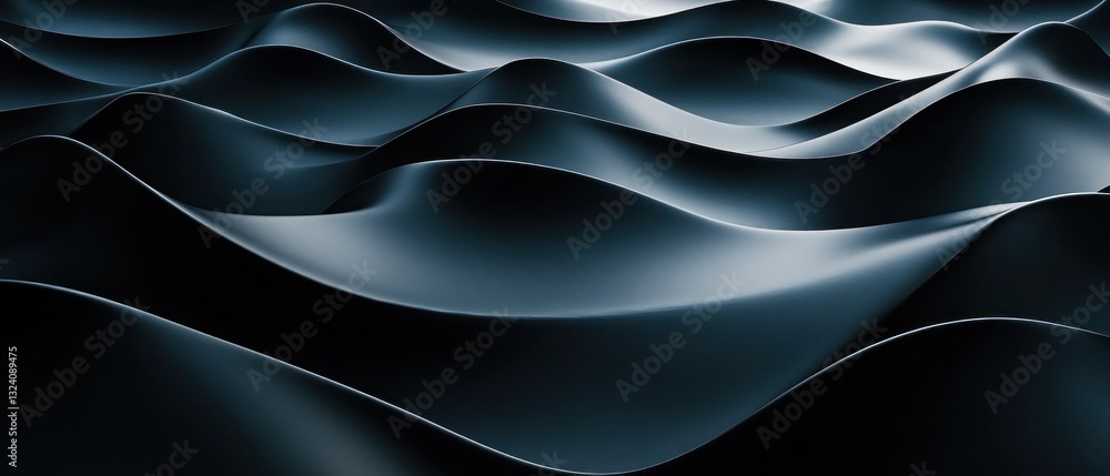 Poster abstract waves of dark material creating a fluid, dynamic surface