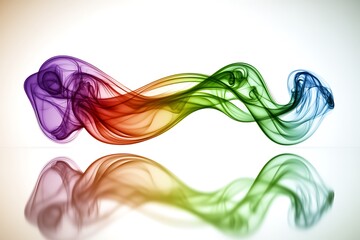 Abstract depiction of colorful smoke with reflection below it
