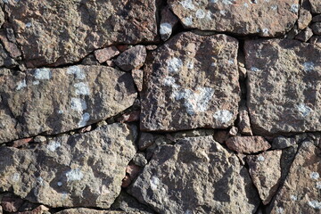 A close-up view of a stone wall painted white.