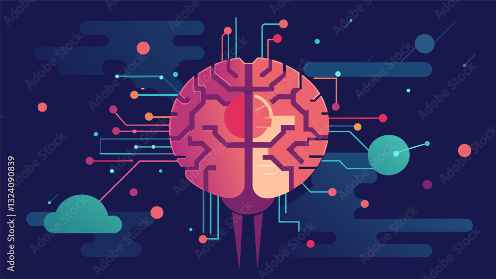 Poster in the depths of the digital brain data was broken down and analyzed at lightning speed revealing pa