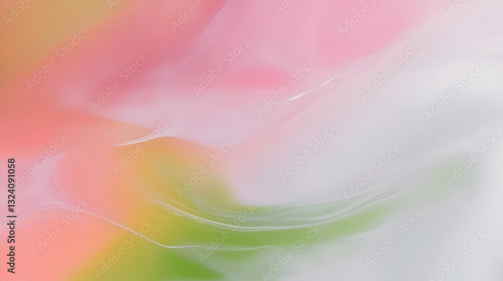 Poster an abstract fluid composition displays flowing colorful gradients softly blending