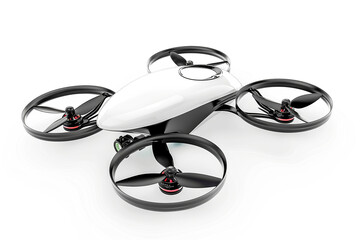 Drone isolated on white background representing aerial photography technology and modern gadget, concept: drone, photography, technology, gadget,