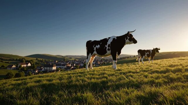 The Cows in Scenic Landscape