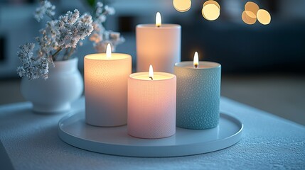 Creating a cozy atmosphere with decorative candles in a modern living room soft lighting and relaxing vibes