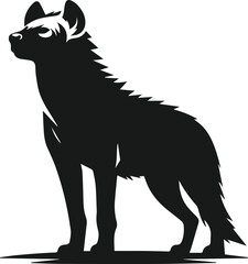 black silhouette of a hyena