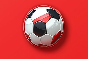 Fototapeta premium A vibrant soccer ball with black and red accents on a bright red background