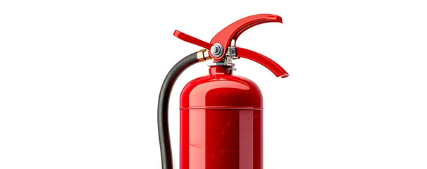 Fototapeta premium Close up of a red fire extinguisher, concept: safety, fire, emergency, equipment, protection, rescue, danger,