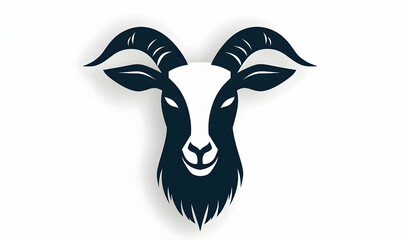 Obraz premium Stylized Black Goat Head Icon with Horns and Beard Design