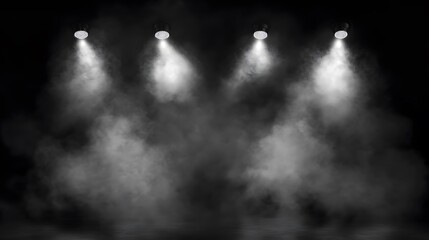 Professional Spotlights Realistic Composition with Round Plot for Designs