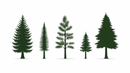 Obraz premium Collection of Vector Silhouettes of Various Evergreen Trees