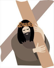 Jesus Christ carries the cross.