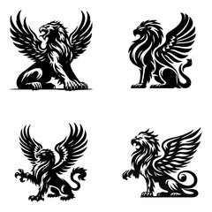Obraz premium griffin engrave logo icon design illustration