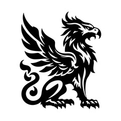 griffin engrave logo icon design illustration