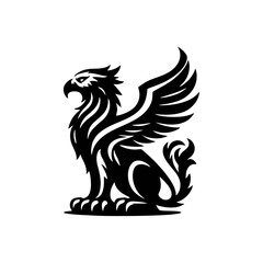 Fototapeta premium griffin engrave logo icon design illustration
