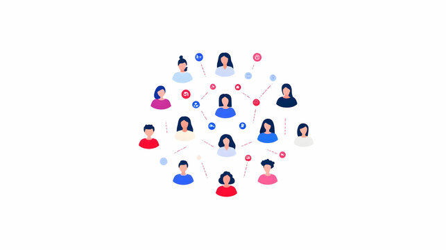Diverse Group of People Connected in a Digital Network Illustration