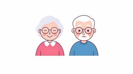 Happy elderly couple with cheerful expressions and stylish outfits