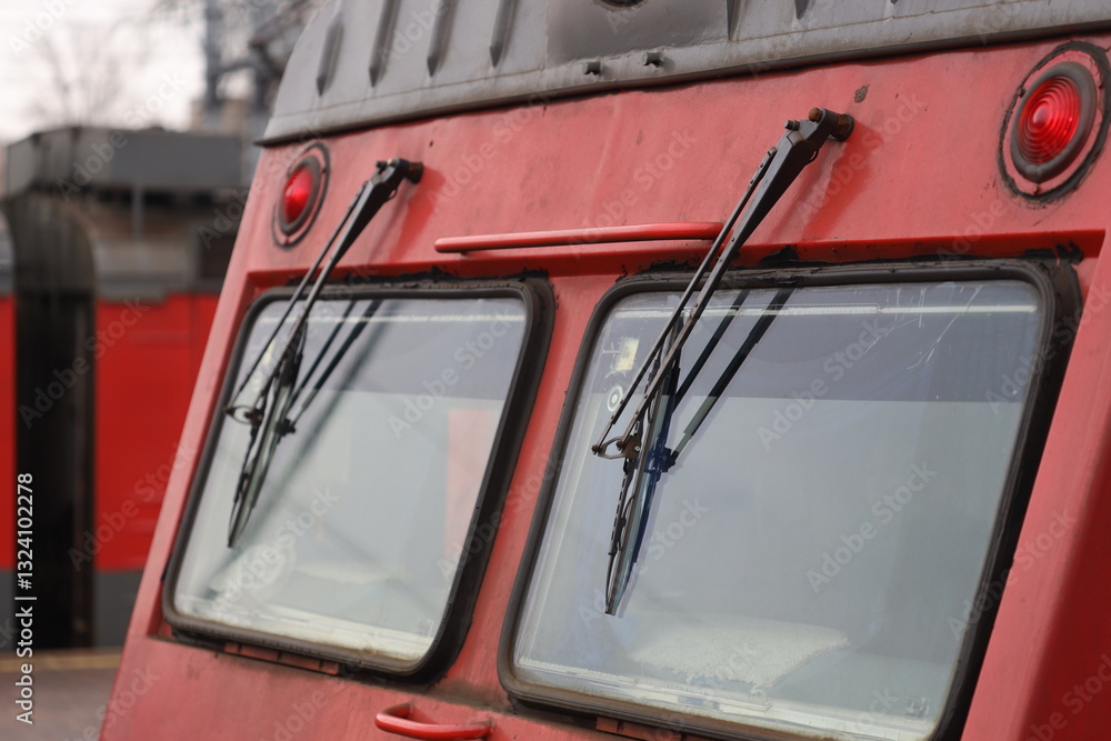 Poster fire engine front view with two windows.