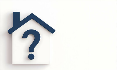 Concept of home search with question mark and minimalist design style