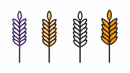 Colorful Wheat Grain Illustrations in Diverse Styles for Design