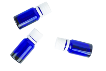 Three blue bottles for the injection isolated on a white background