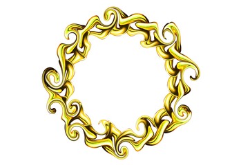 golden ornate frame isolated with white background 