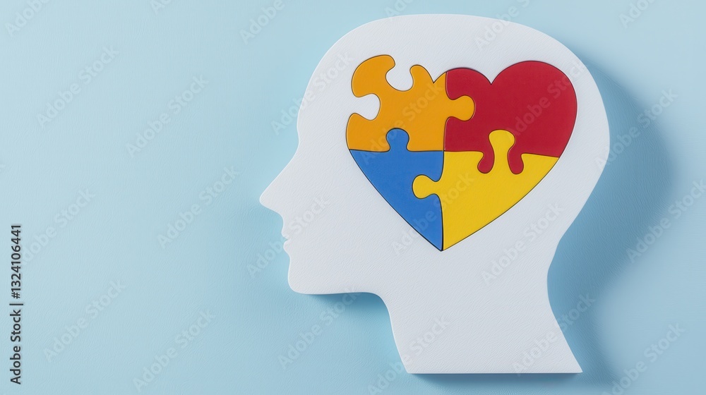 Poster symbolic representation of the human mind and its cognitive processes showcasing the intricate puzzl