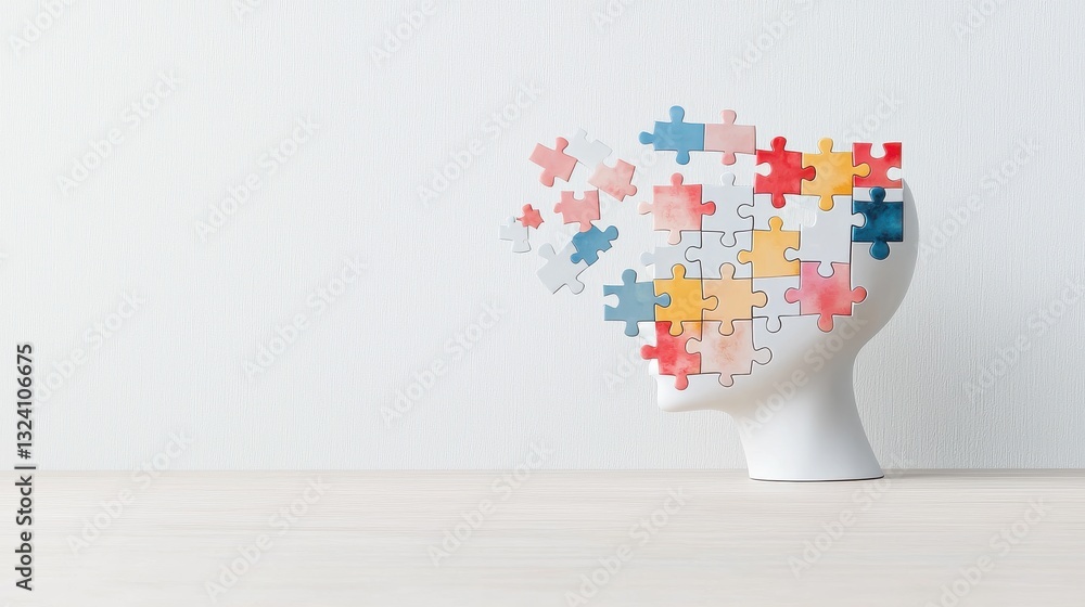 Aufkleber colorful puzzle shaped brain representing the complex cognitive processes mental capabilities and cr