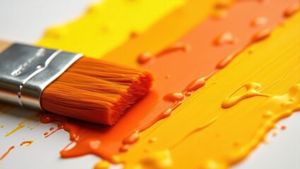 Fototapeta premium Painting vibrant strokes of colorful oil paints, closeup