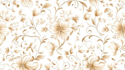Seamless pattern with Golden Flowers Delicate Vines Seamless Pattern Beige Tones Elegance Decorative Design Vintage Aesthetic