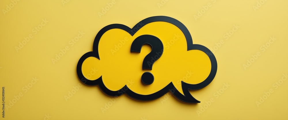 Poster question mark in a speech bubble separated from the background.