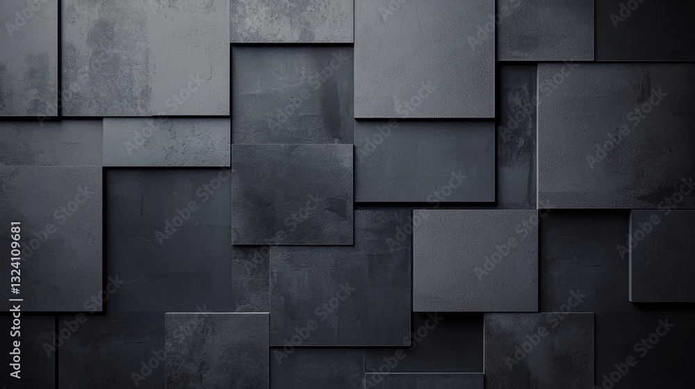 Aufkleber black geometric abstract background. minimal dark gray polygon pattern with different geometric shap