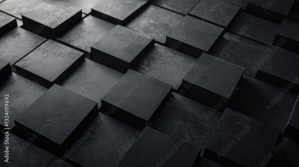 Aufkleber black geometric abstract background. minimal dark gray polygon pattern with different geometric shap