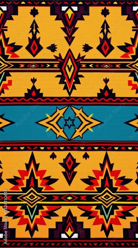 Poster a colorful pattern with indigenous style patterns