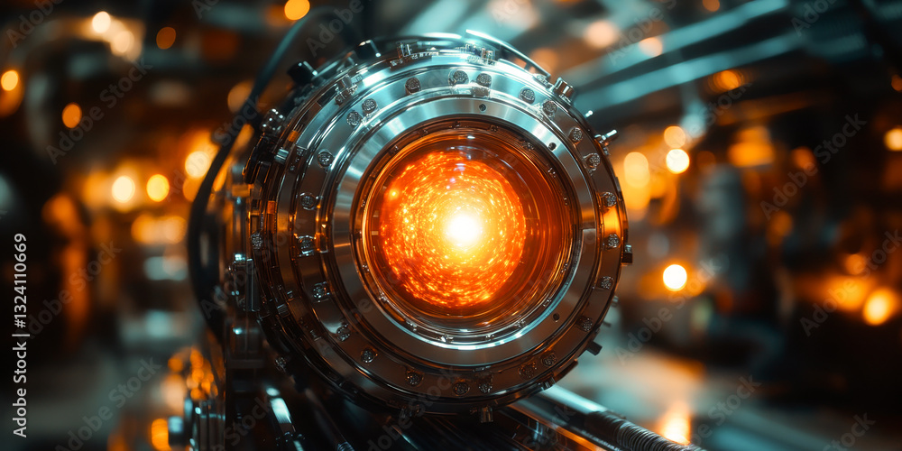 Poster A sophisticated quantum computing apparatus showcases a glowing qubit core, illustrating the principles of superposition and entanglement.