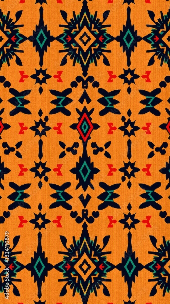 Poster geometric shapes arranged in a beautiful, repeating pattern against an orange background