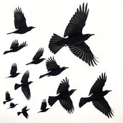 Obraz premium Silhouette of Flying Birds in Formation