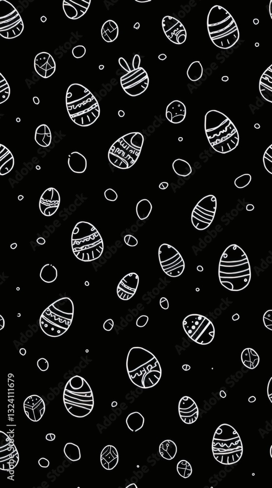 Poster a collection of various colorful easter eggs on a black background, suitable for wallpaper or design