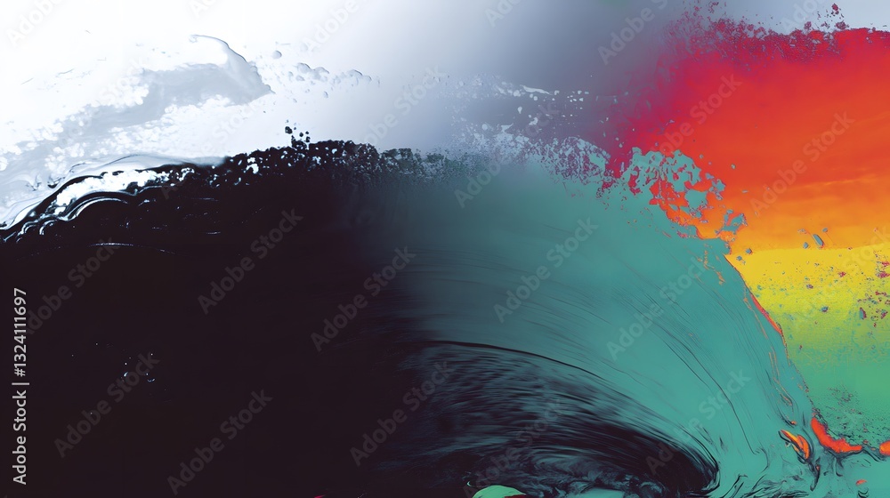 Aufkleber abstract artwork with bold colors creating flowing wave patterns