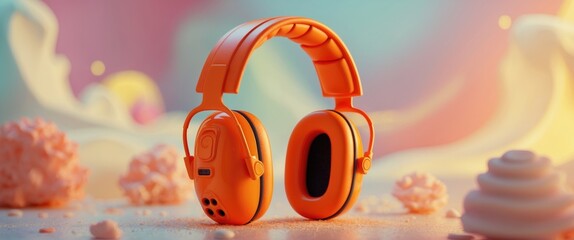 Pair of orange hearing protectors