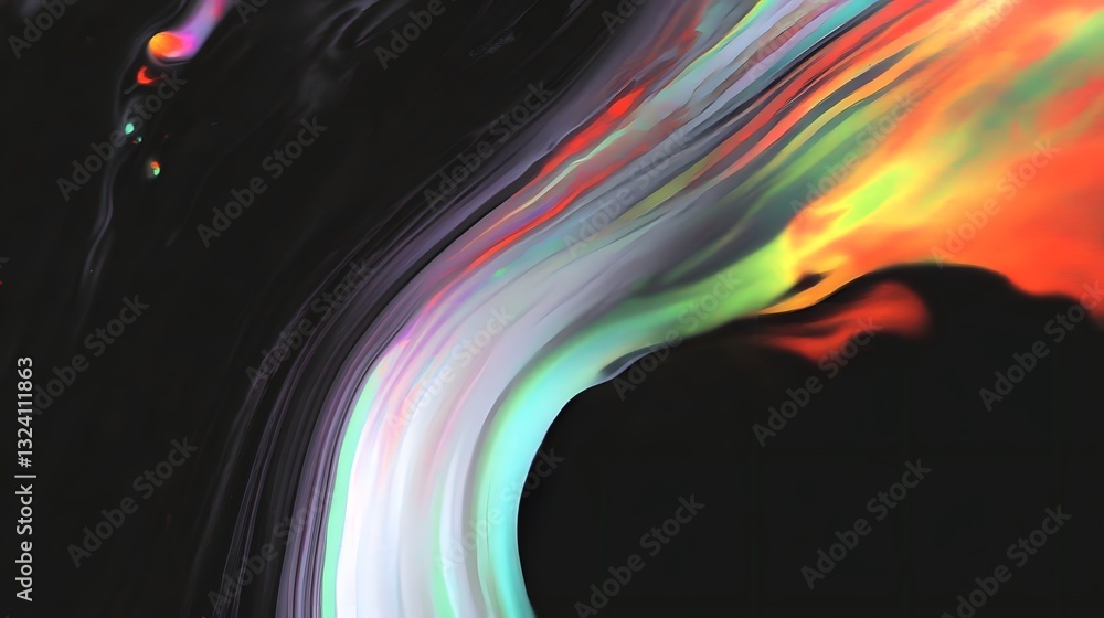 Poster Abstract artwork showcasing flowing colors and curved dynamic patterns
