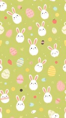 Obraz premium easter pattern with eggs and rabbit on light green background