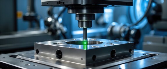 Quality assurance of drilling in automotive engine. Milling machinery utilizing a coordinate measuring machine for industrial automotive components.