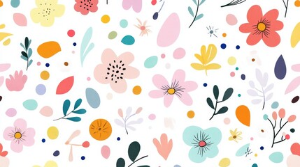 Minimalist cute pattern wallpaper with small, playful doodles in soft pastel tones, creating a clean and stylish look.