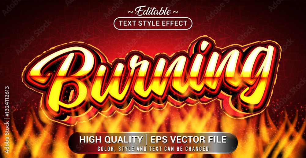 Aufkleber Editable text style effect - Burning text style theme. Vector text style illustration template.