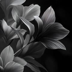 Grayscale Close Up of Delicate Flowers with Intricate Vein Patterns