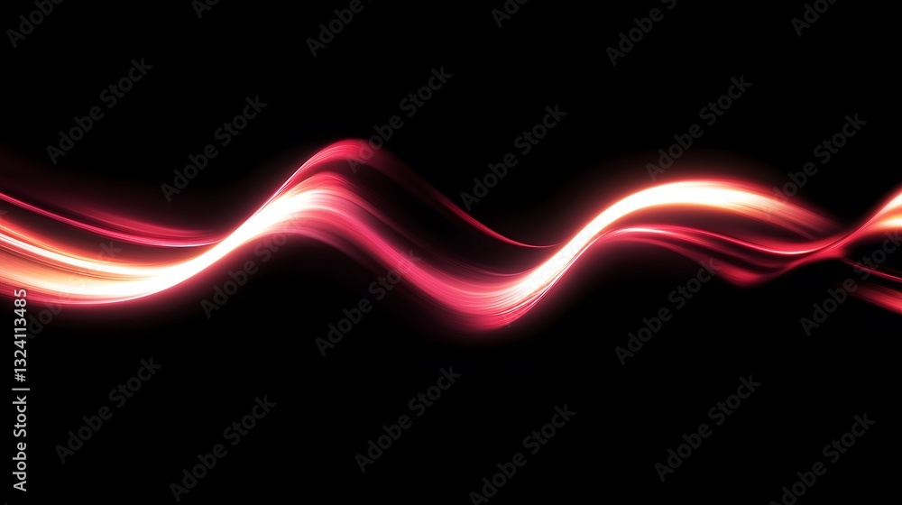 Poster an abstract representation of a glowing red light wave form