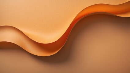 Curved orange and brown paper shaped by a wavy line, featuring beautiful soft light and shadows on the paper, creating an abstract background.