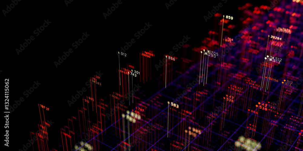 Poster big data complex plane graph. quantum computing universe. cyber space of ai technology. futuristic g