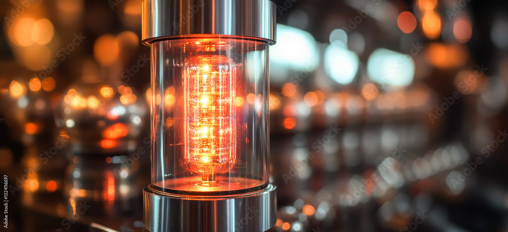 Poster A glowing qubit component illuminates a high-tech research environment filled with quantum computing devices. The intricate design displays the principles of superposition and entanglement.